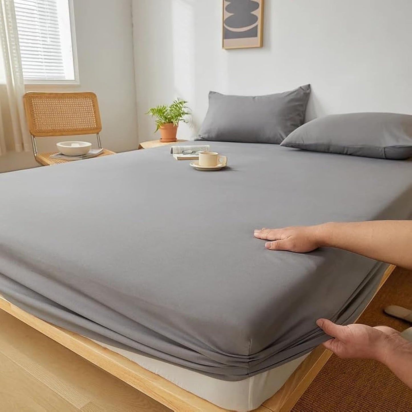 CUBD QBED Plain Fitted Sheet Set for Hotels, Homes