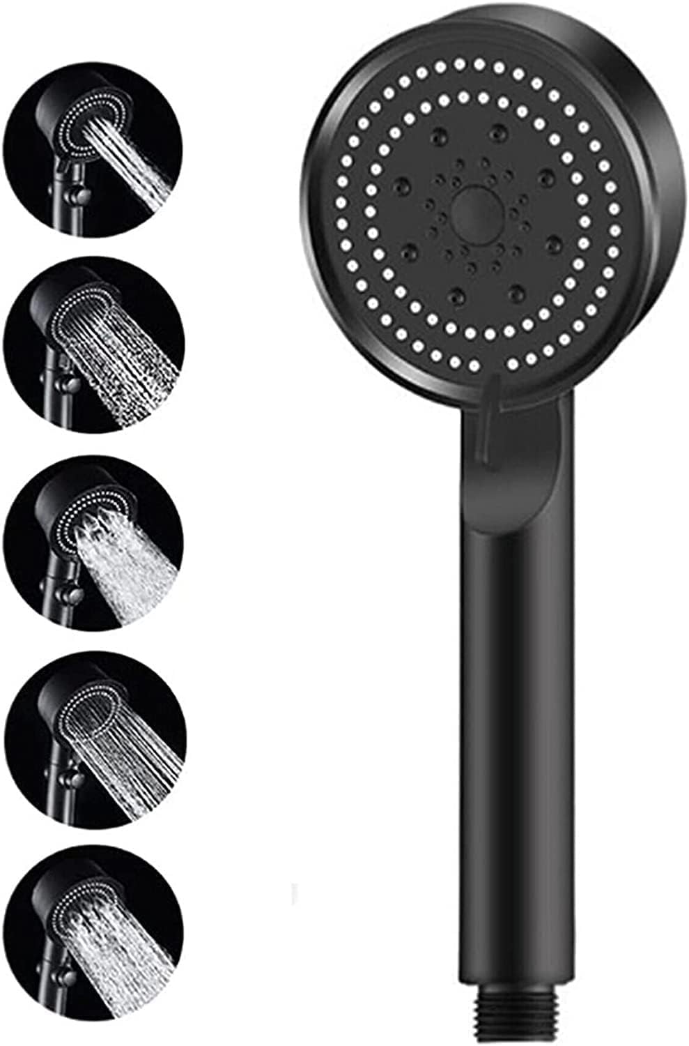 Busstier Turbo High Pressure Handheld Shower Head with 5 Functions (Black)