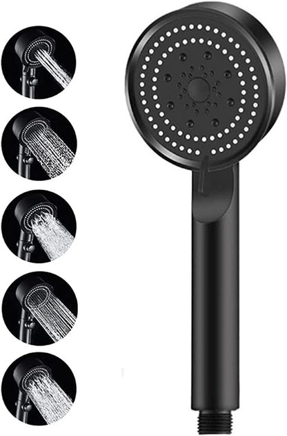 Busstier Turbo High Pressure Handheld Shower Head with 5 Functions (Black)