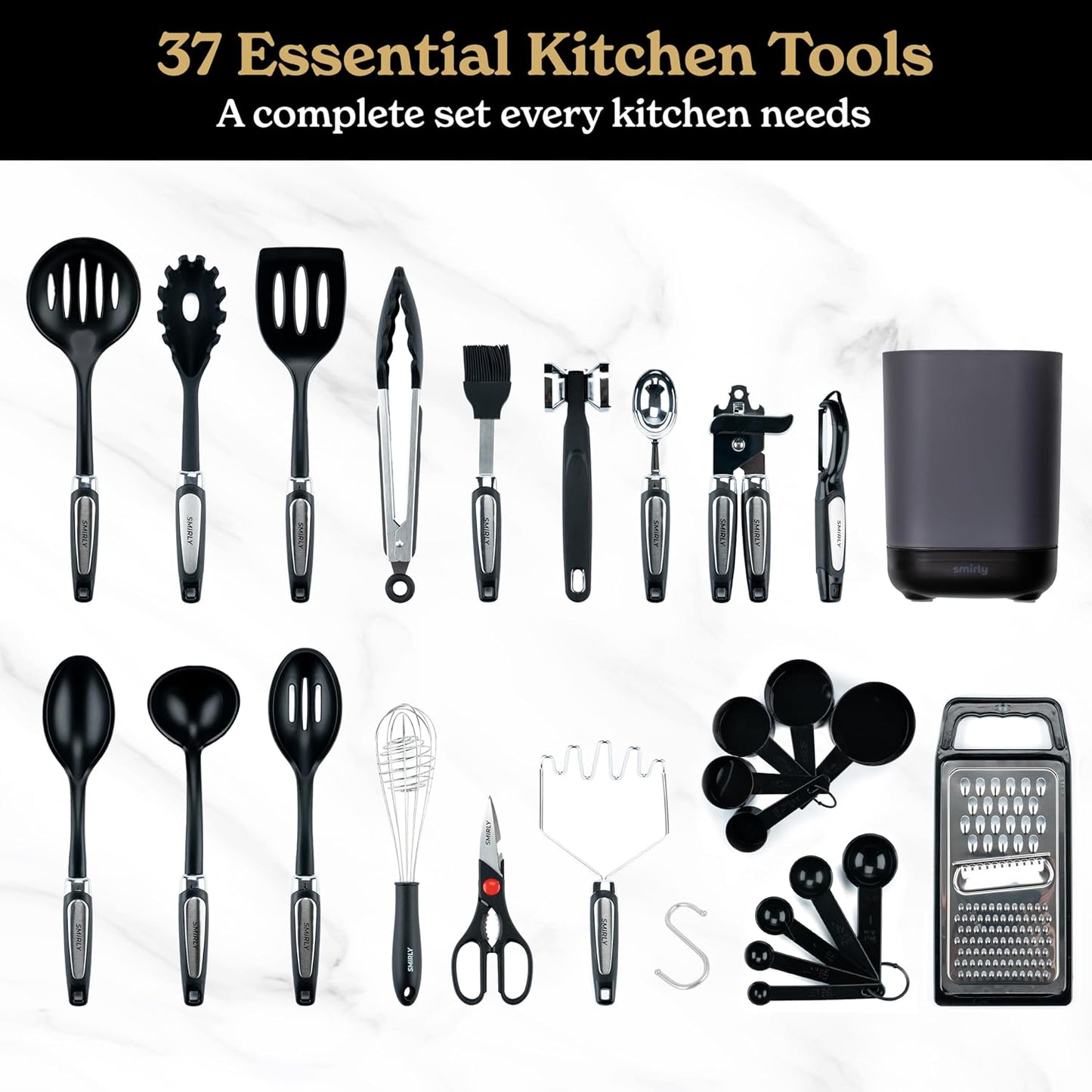 Silicone Kitchen Utensils Set & Holder