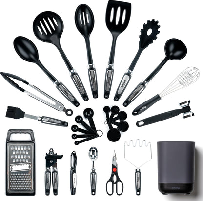 Silicone Kitchen Utensils Set & Holder